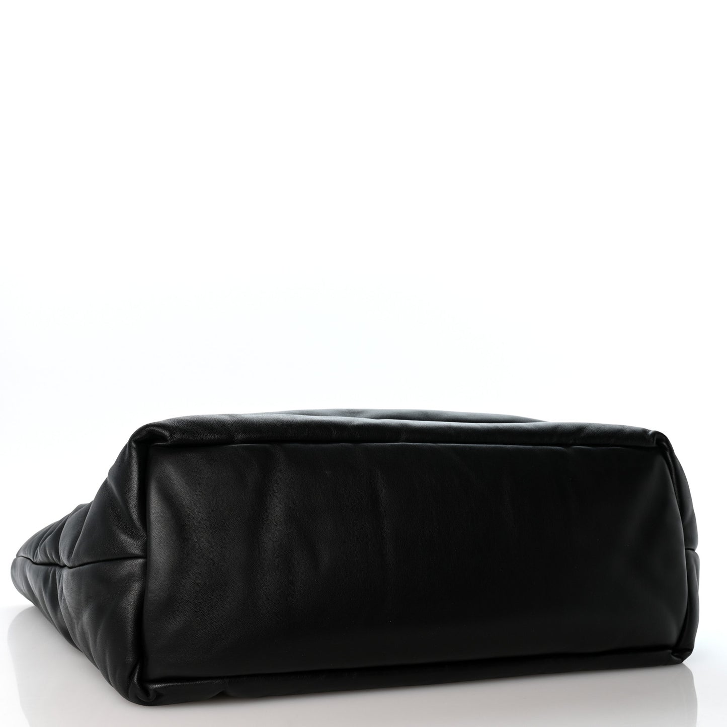 Lambskin Wide Puffer Tote Black