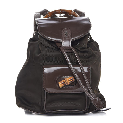 Gucci Nylon Bamboo Backpack Brown 1 of 13