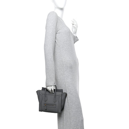 Celine Drummed Calfskin Nano Luggage Kohl 2 of 11