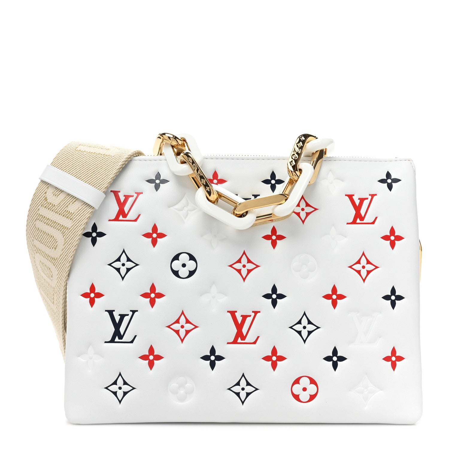 Louis Vuitton Lambskin Embossed Monogram LV H32 PM White 1 of 10