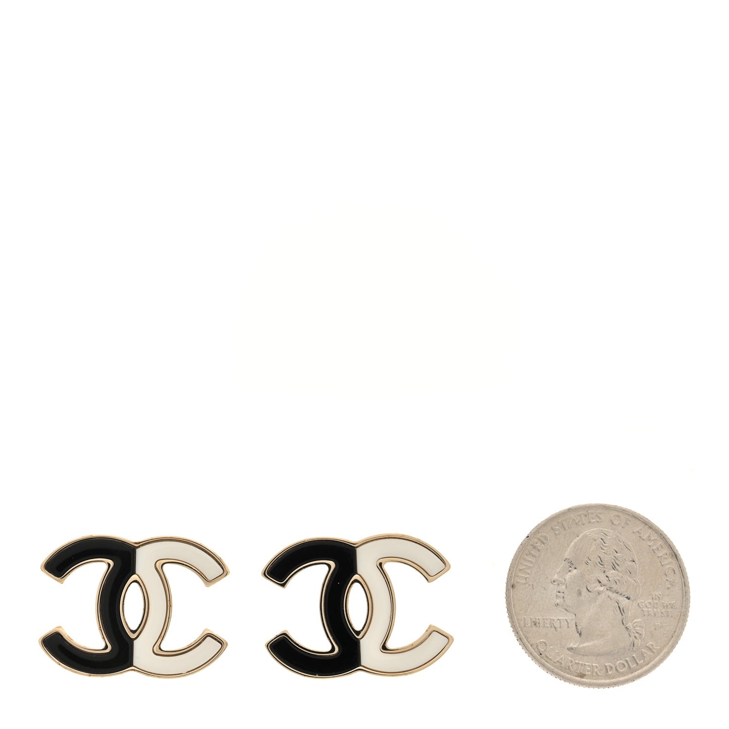 Enamel CC Earrings Gold Black White