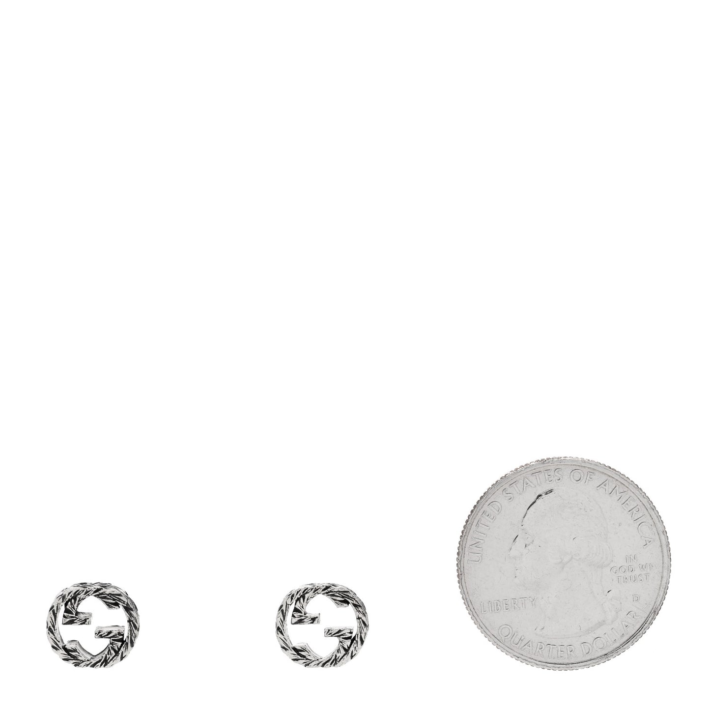 Sterling Silver Textured Interlocking G Stud Earrings
