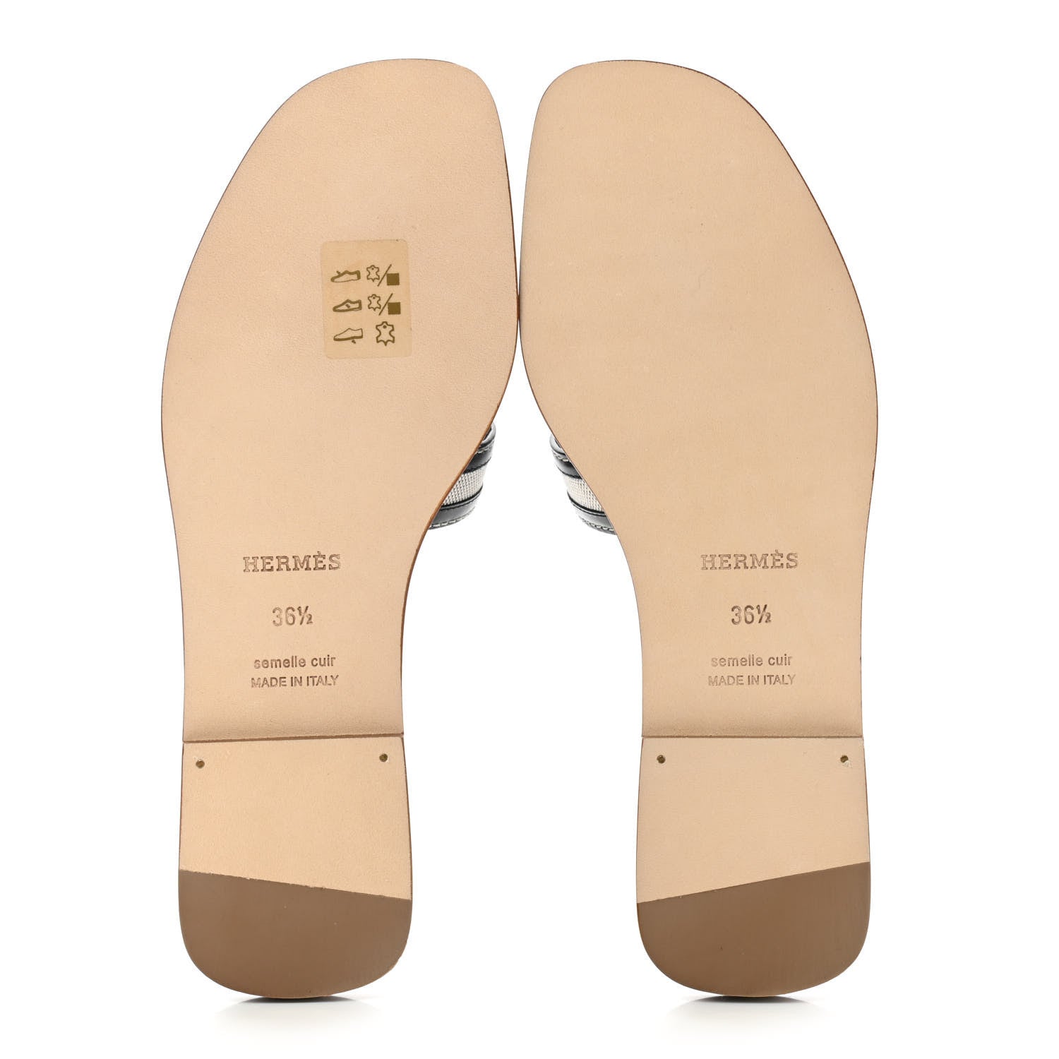 Hermes Calfskin Canvas Oran Sandals 36.5 Black 6 of 10