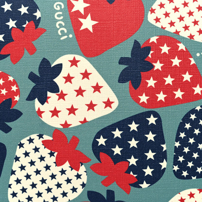Gucci Coated Canvas Strawberry Stars Childrens Tote Red White Blue 8 of 10