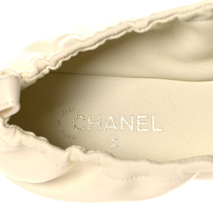 Chanel Lambskin CC Turnlock Ballerina Flats 38.5 Ivory Black 9 of 10