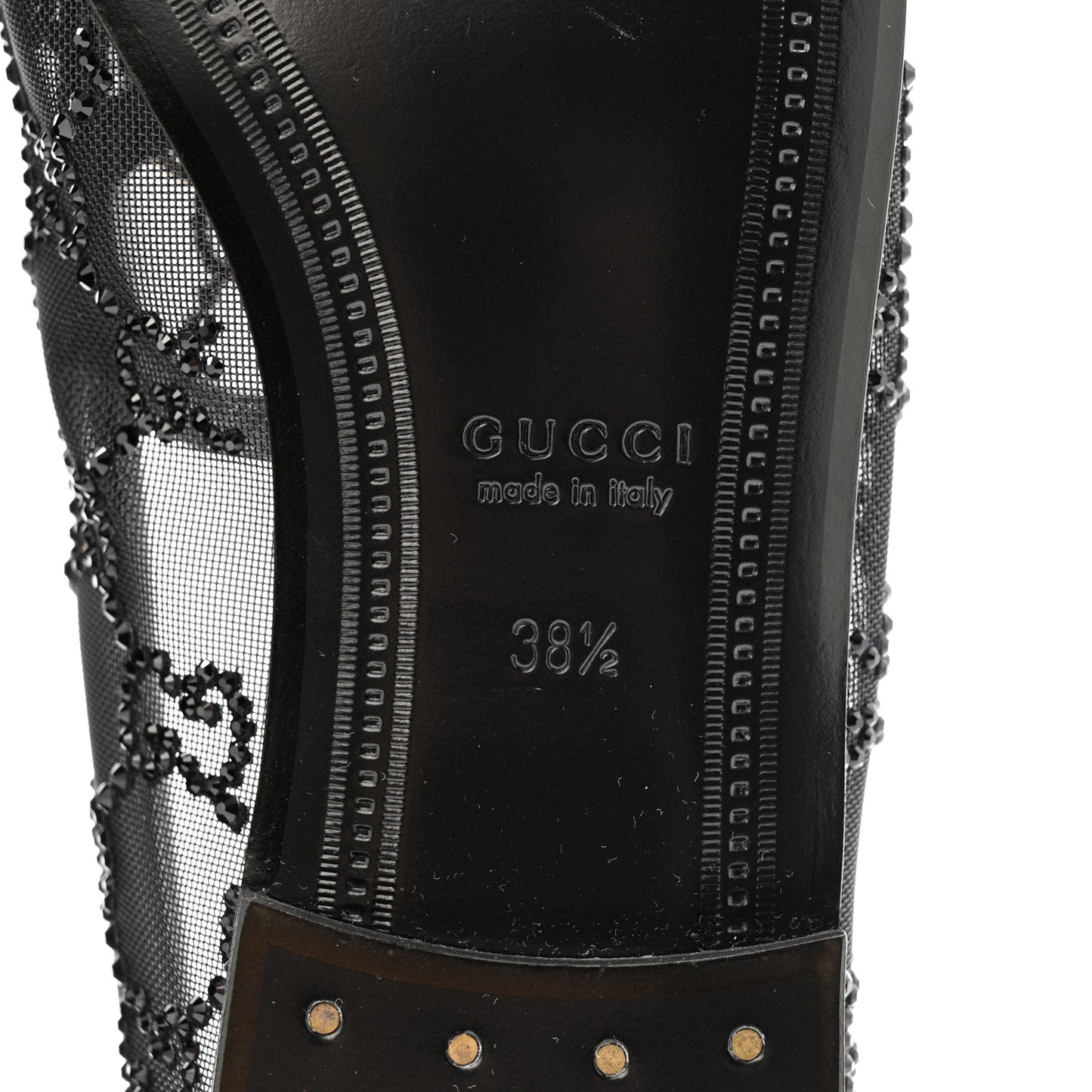 Tela Retino Kid Scamosciato Crystal GG Monogram Jordaan Loafer 38.5 Black