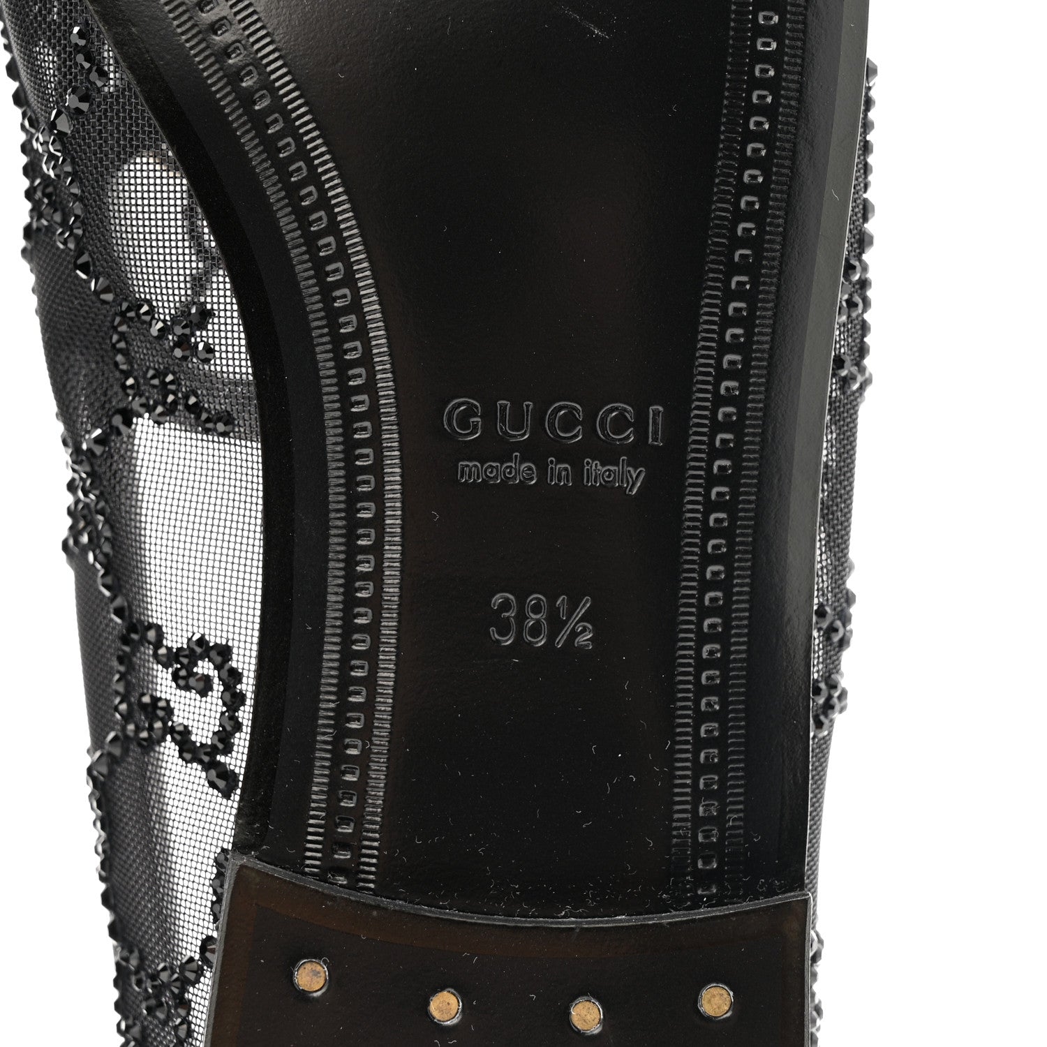 Gucci Tela Retino Kid Scamosciato Crystal GG Monogram Jordaan Loafer 38.5 Black 8 of 9