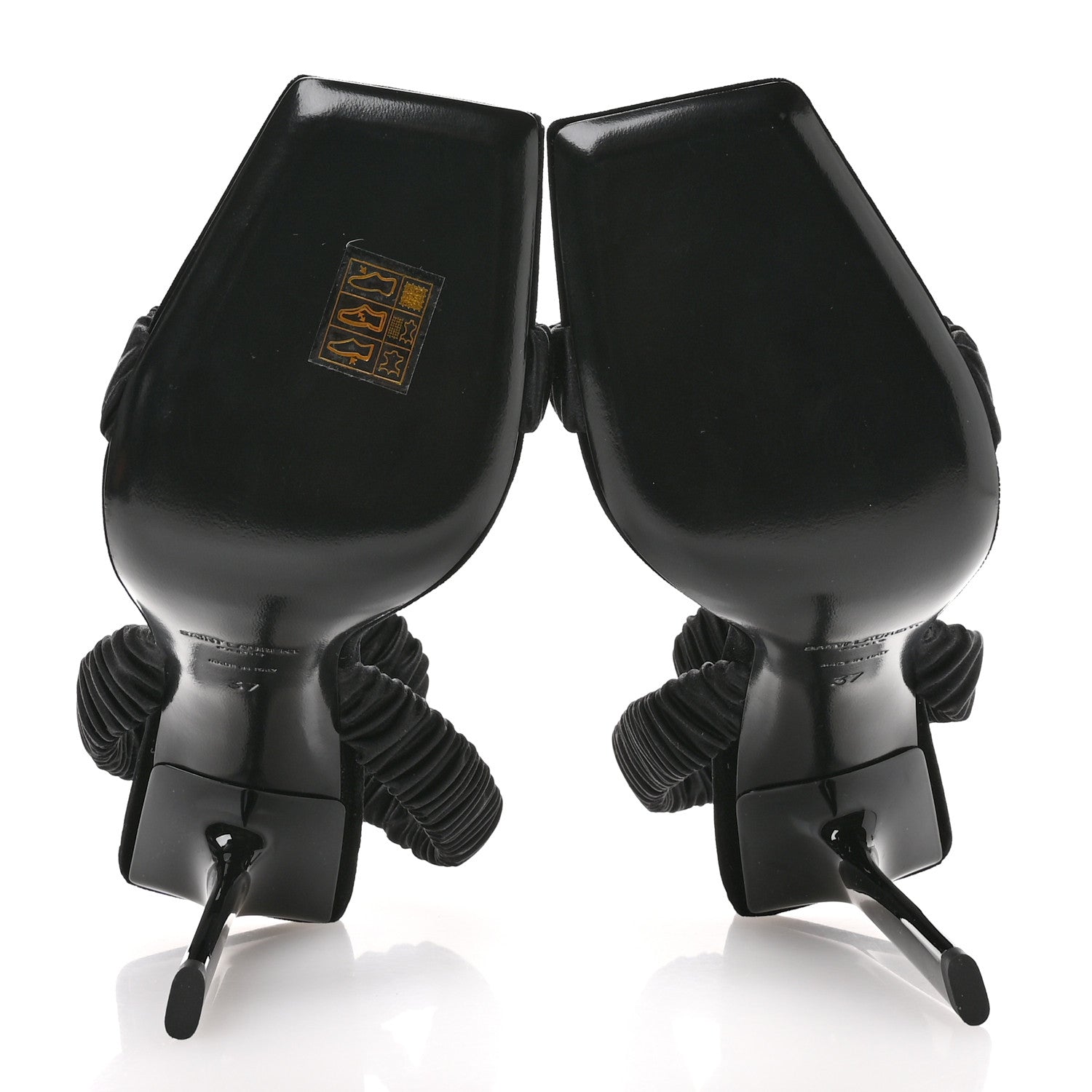 Saint Laurent Crepe Satin Pam 110 Sandals 37 Black 6 of 8