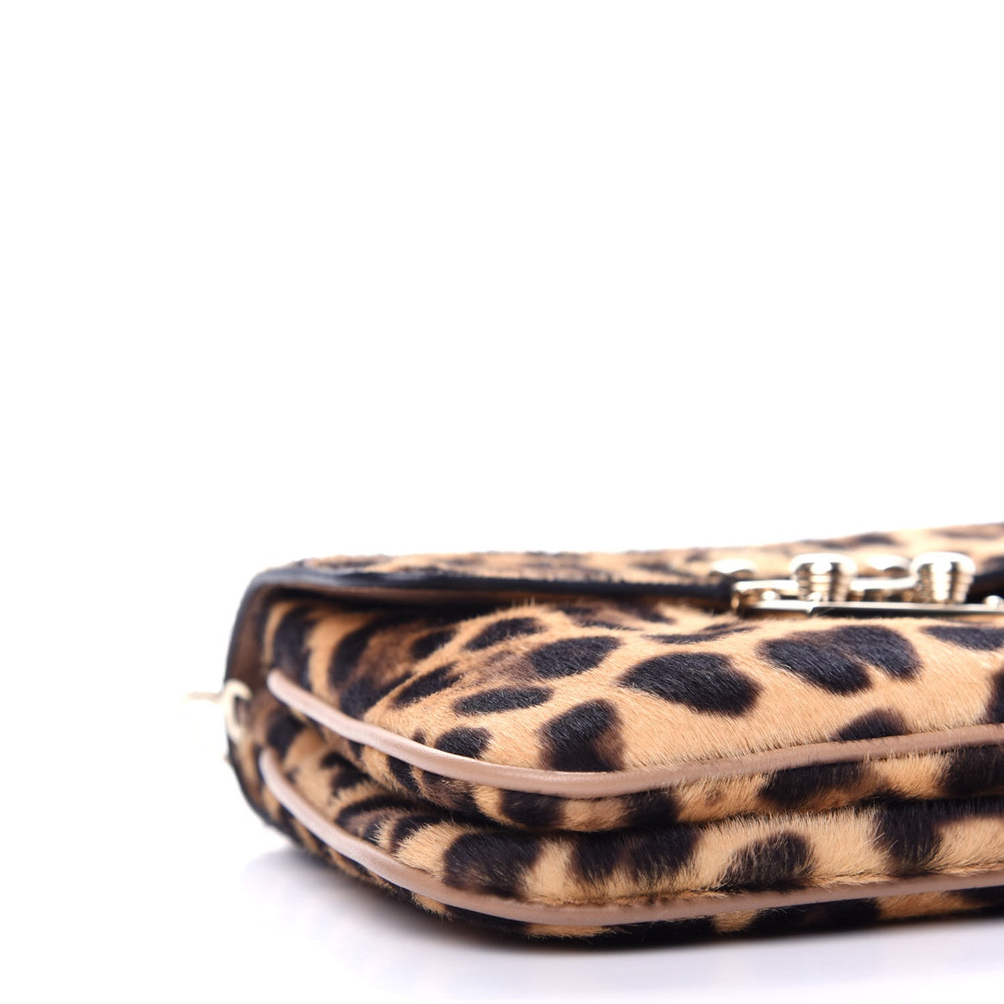 Leopard Print Calf Hair Rockstud Shoulder Bag