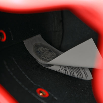 Versace Coated Canvas Calfskin La Greca Signature Mini Bucket Bag Blue Red 7 of 10