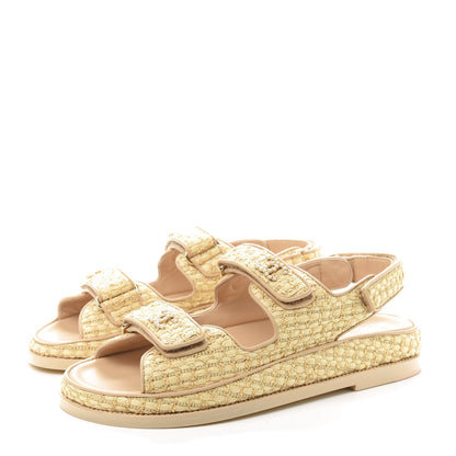 Chanel Braided Fabric Velcro Dad Sandals 40 Beige 3 of 9