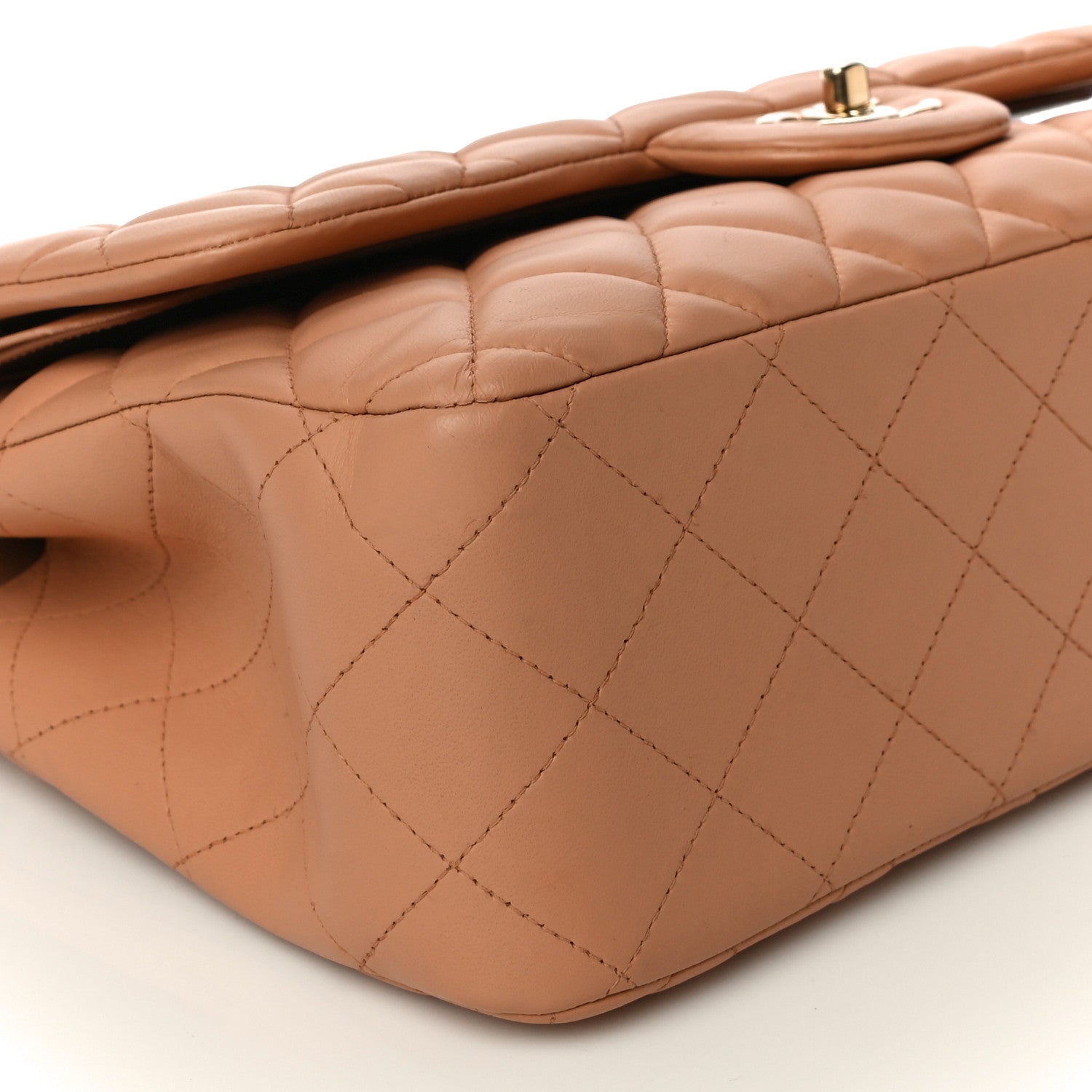 Chanel Lambskin Quilted Jumbo Double Flap Dark Beige 9 of 11