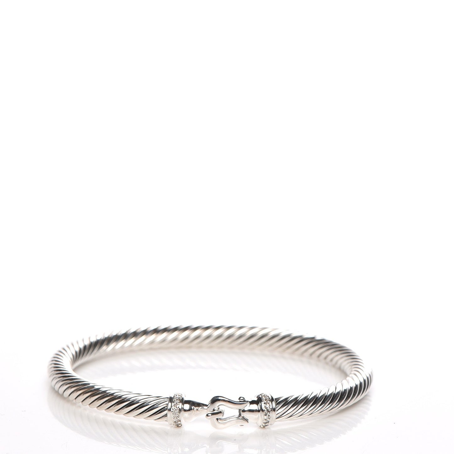 Sterling Silver Diamond 5mm Cable Buckle Bracelet