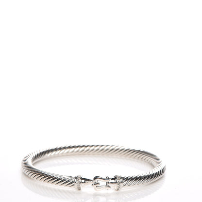 David Yurman Sterling Silver Diamond 5mm Cable Buckle Bracelet 1 of 4