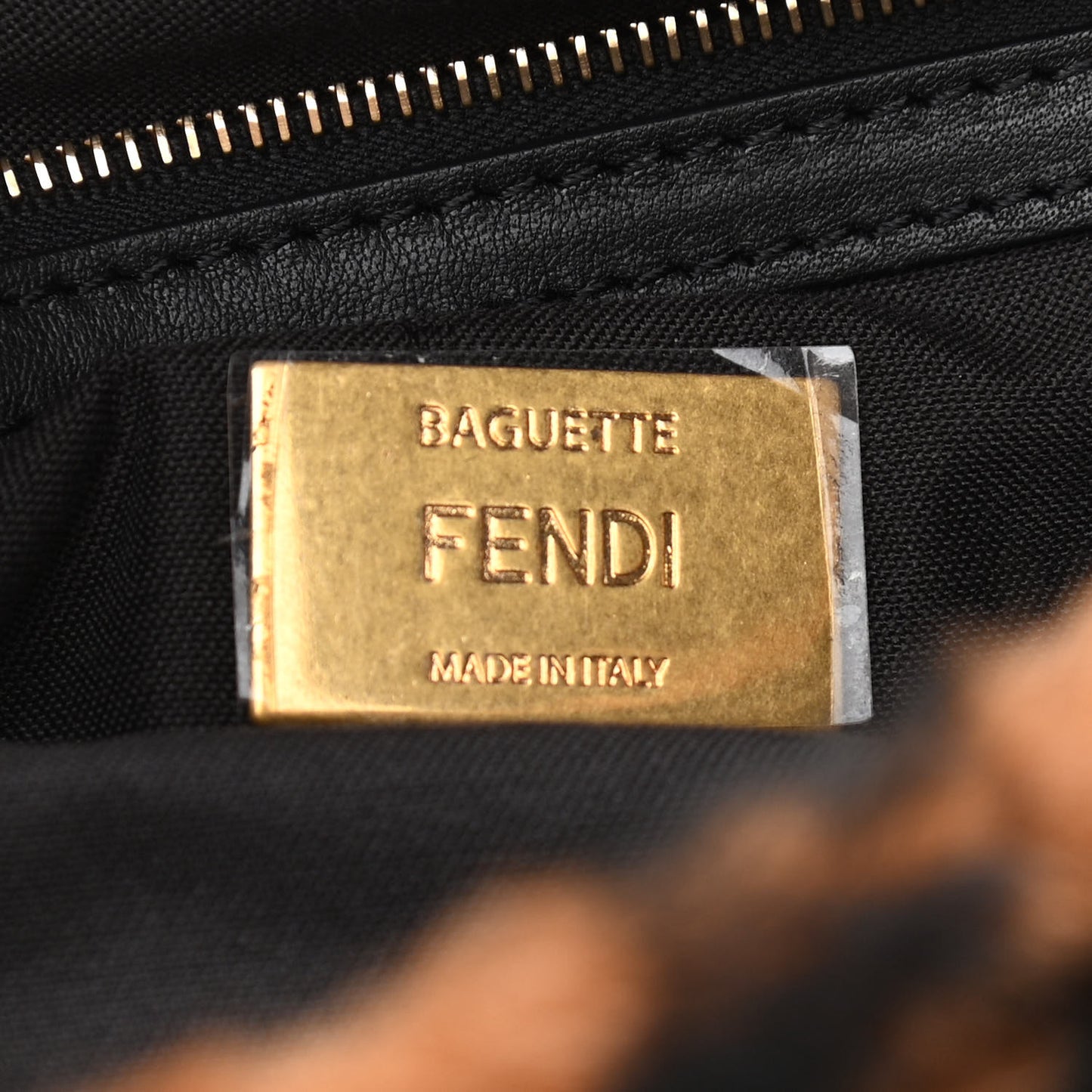 Shearling Vitello Dolce Macro FF 1974 Baguette Tobacco Black