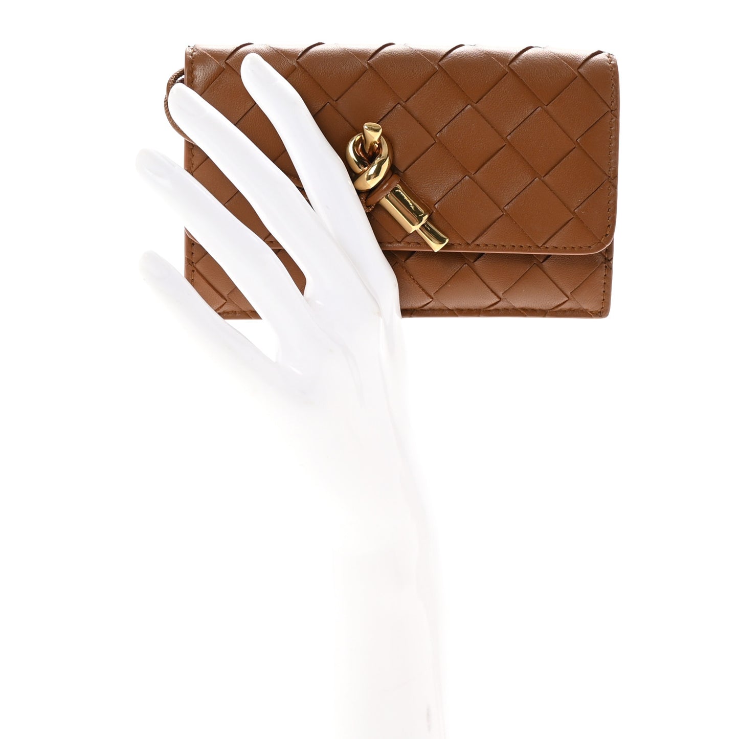 Nappa Intrecciato Andiamo Flap Card Case Cognac