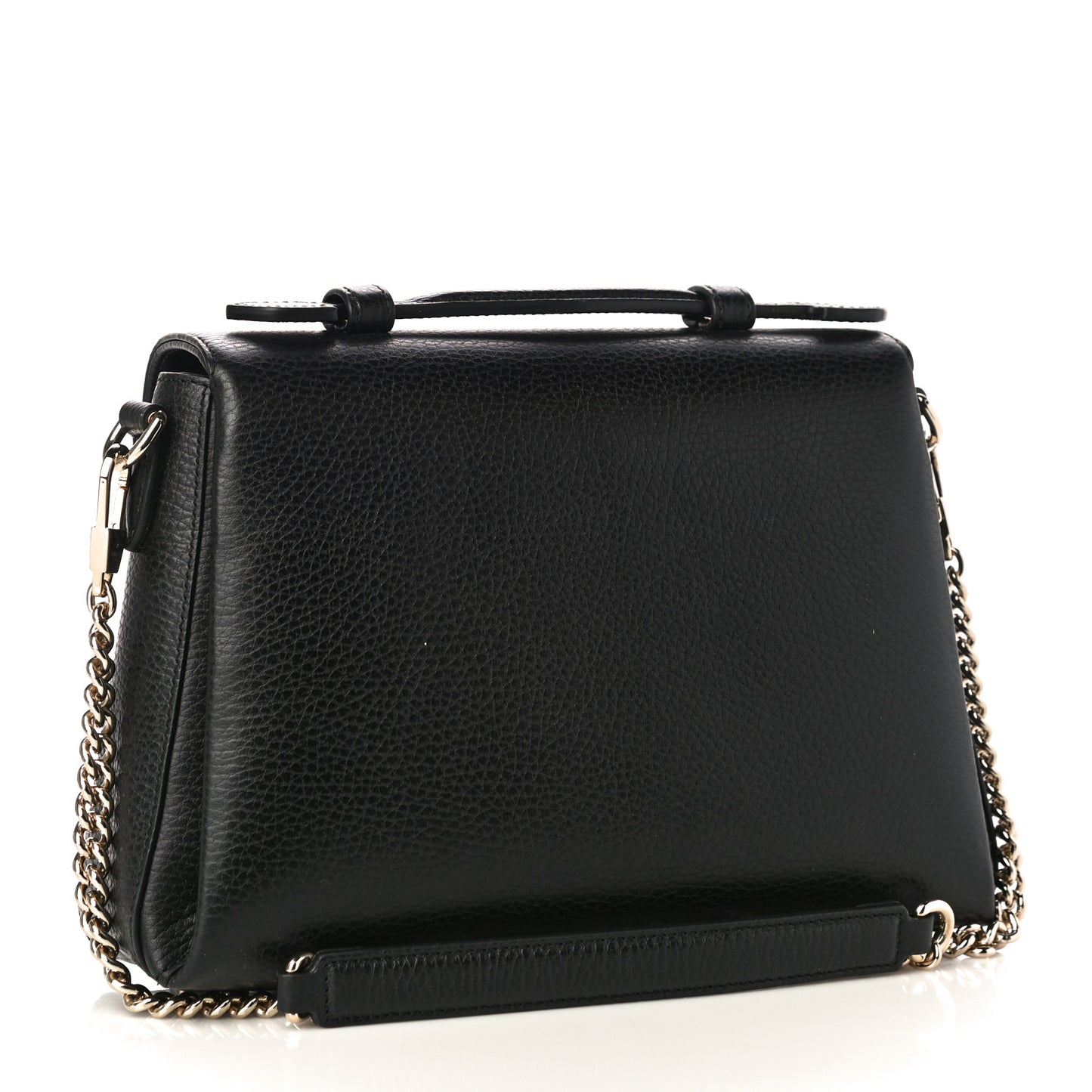 Dollar Calfskin Interlocking G Top Handle Shoulder Bag Black