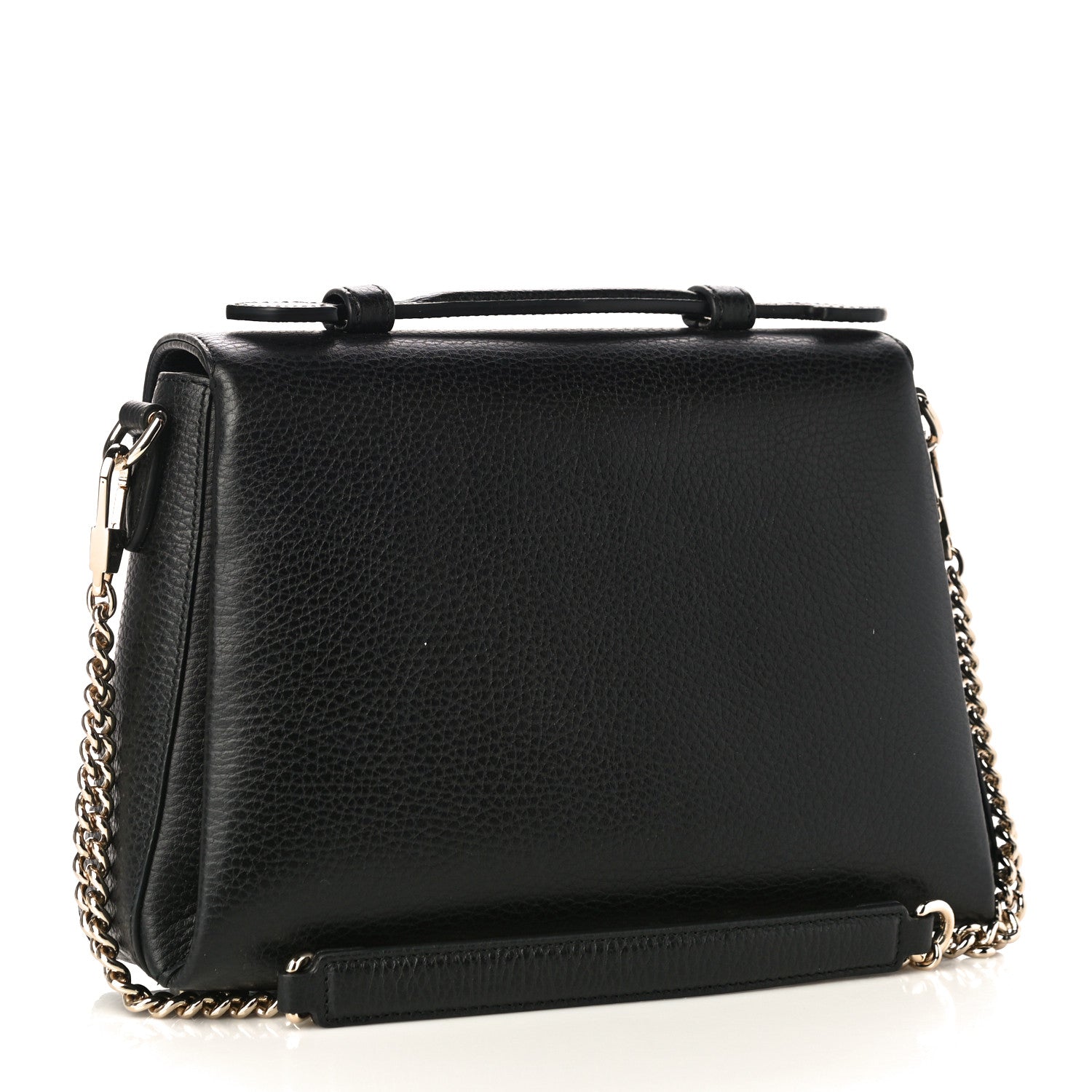 Gucci Dollar Calfskin Interlocking G Top Handle Shoulder Bag Black 3 of 11