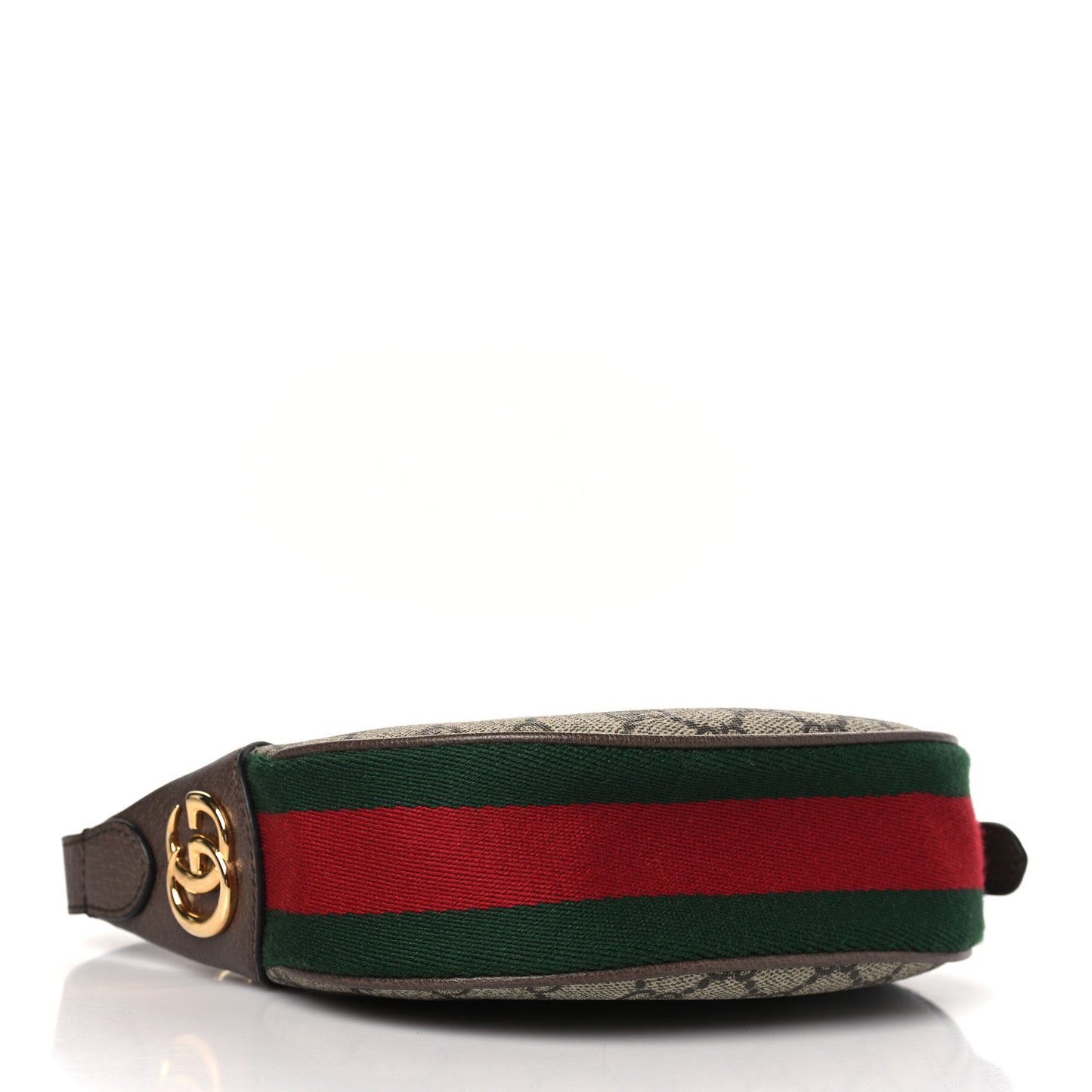 GG Supreme Monogram Textured Calfskin Web Mini Ophidia Half Moon Hobo Beige Ebony New Acero