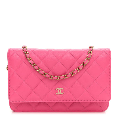 Chanel Caviar Quilted Wallet on Chain WOC Fuchsia 1 of 11
