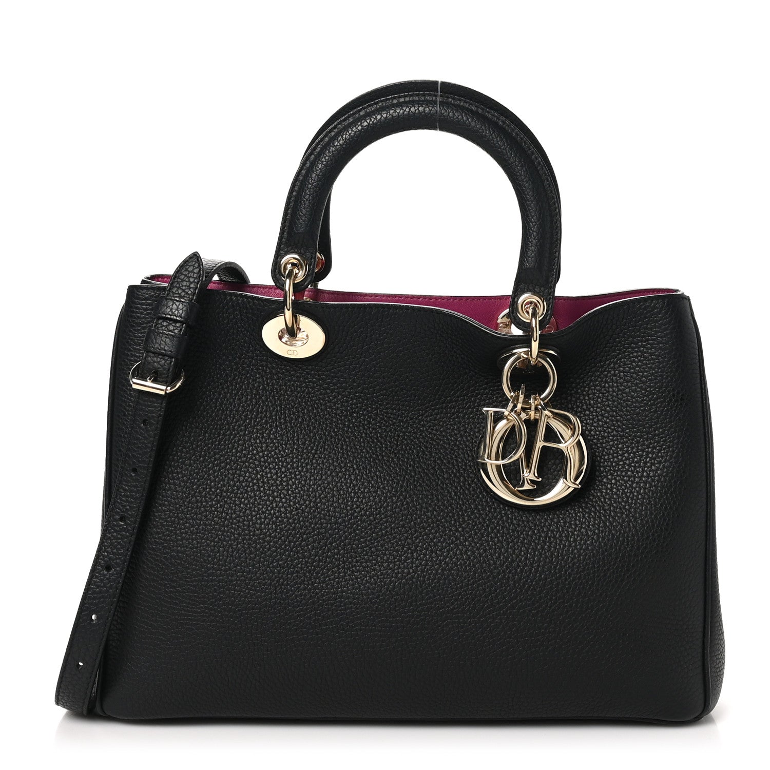 Christian Dior Bullcalf Medium Diorissimo Tote Black Rose Indien 1 of 10