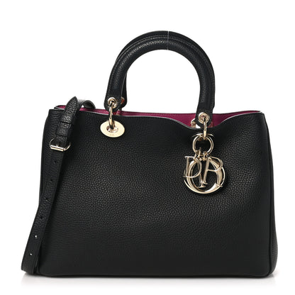 Christian Dior Bullcalf Medium Diorissimo Tote Black Rose Indien 1 of 10