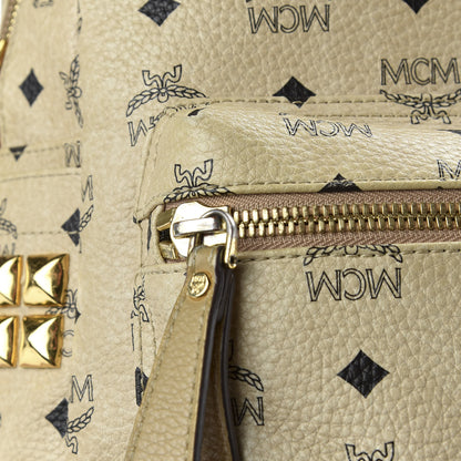 MCM Visetos Medium Side Studs Stark Backpack Beige 12 of 13