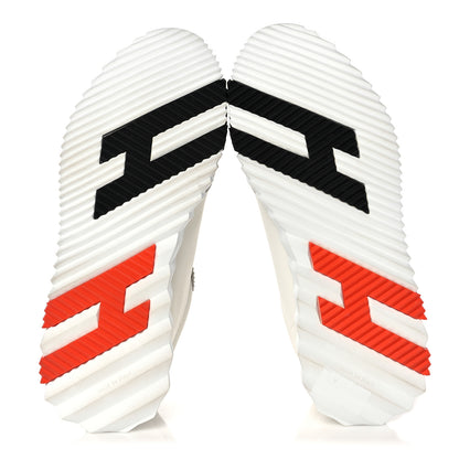 Hermes Technical Canvas Suede Goatskin Bouncing Sneakers 40 White Orange 5 of 9