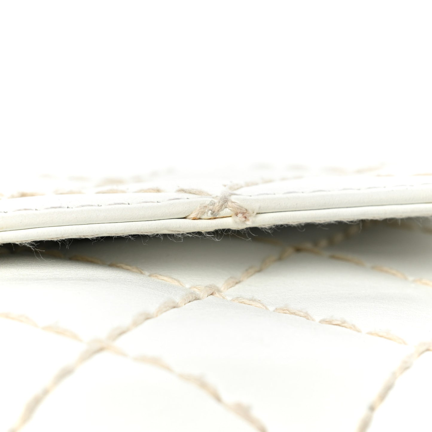 Calfskin Quilted Medium Wild Stitch Flap White