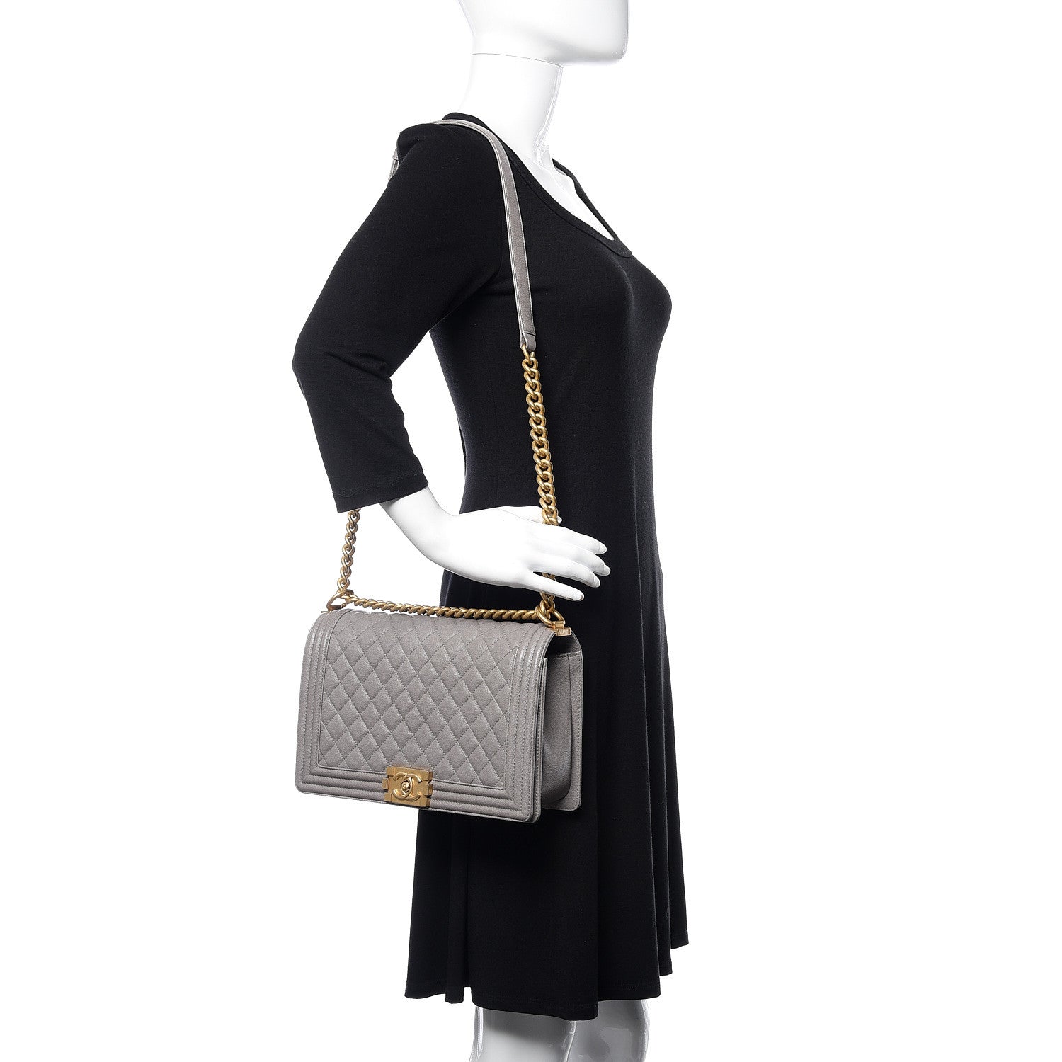 Chanel Caviar Quilted New Medium Boy Flap Grey 2 of 10