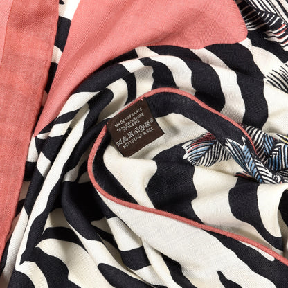 Hermes Cashmere Zebra Pegasus Pointe Triangle Scarf Vieux Rose Black White 5 of 5