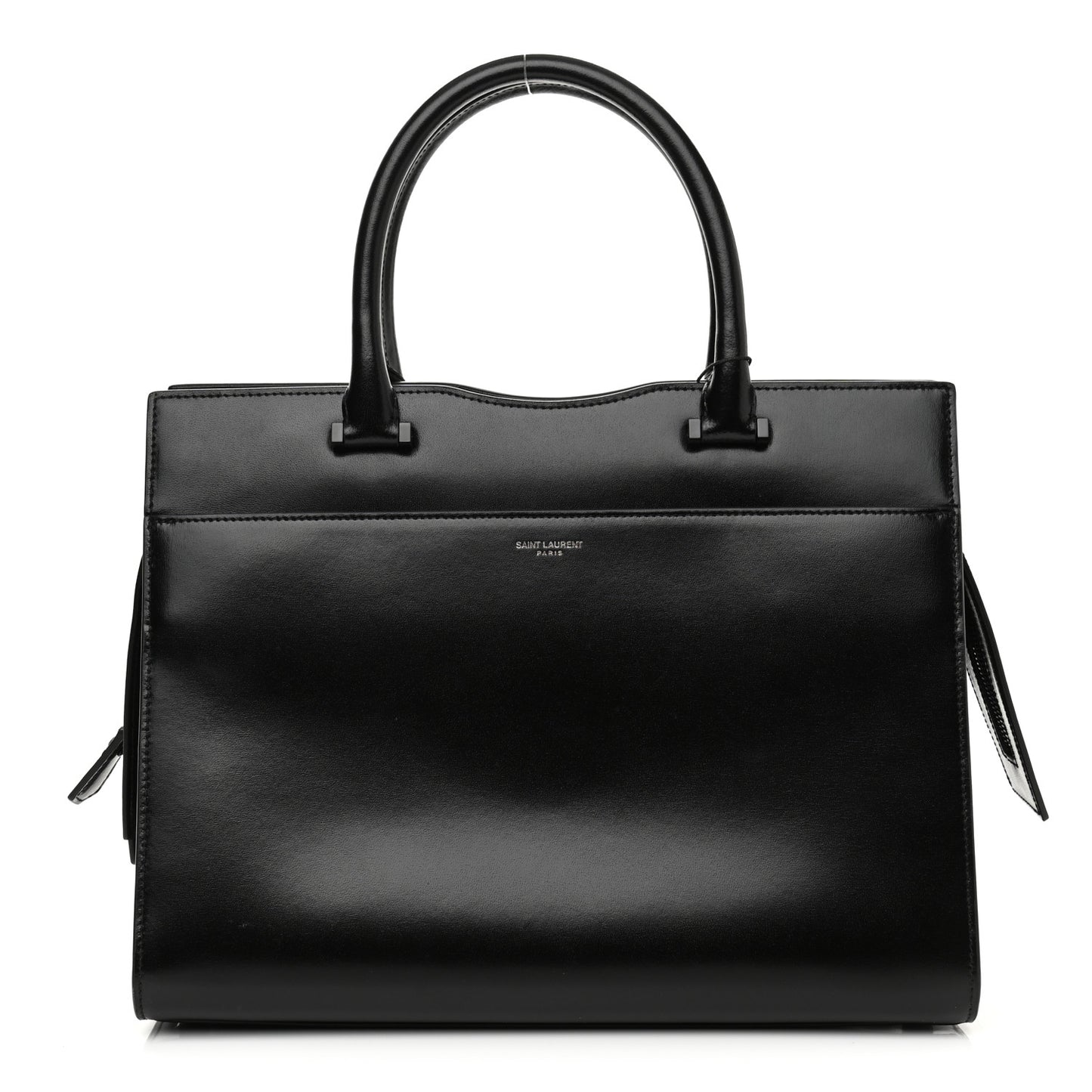 Shiny Calfskin Medium Uptown Tote Black