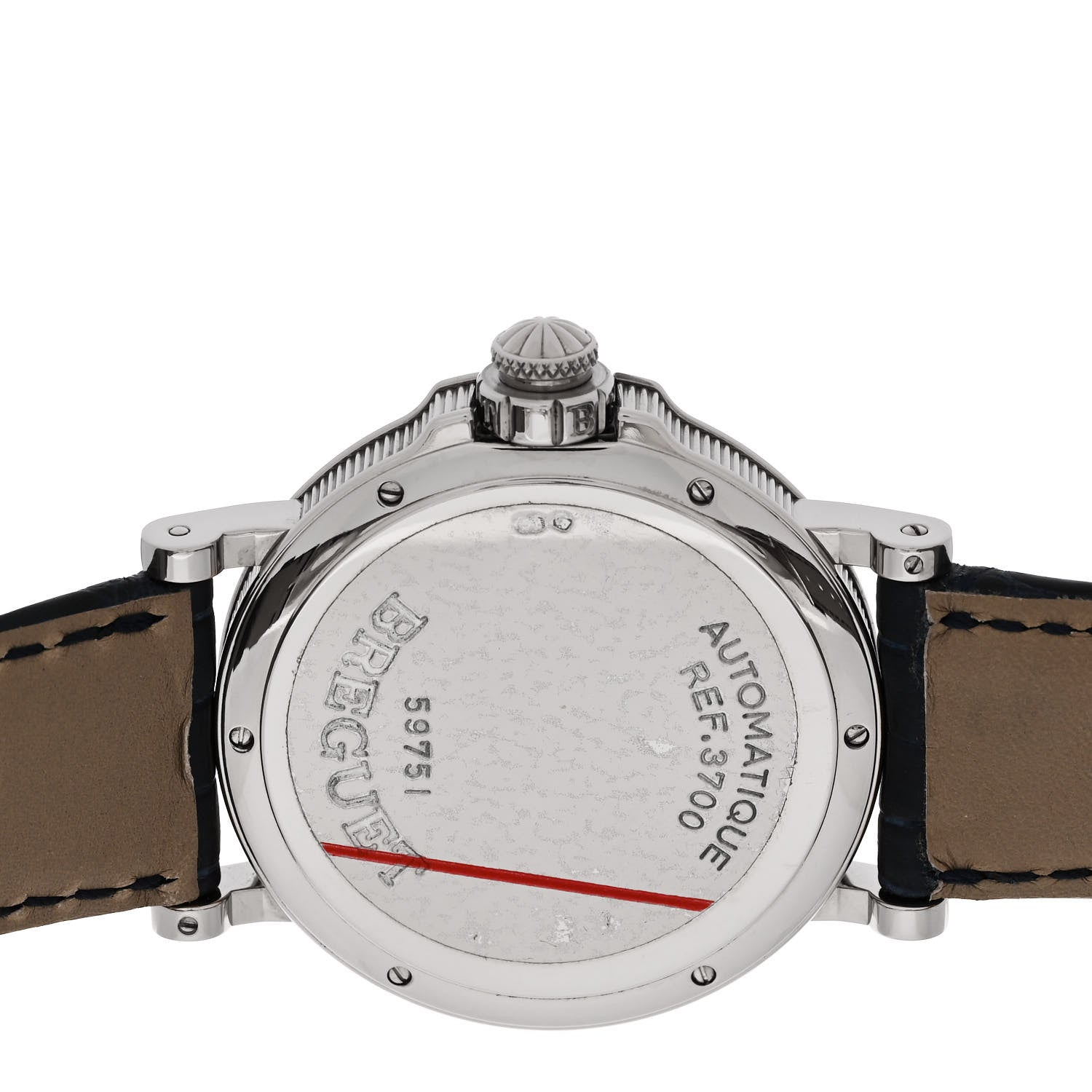 Breguet 18K White Gold Alligator 38mm Hora Mundi Marine Time Automatic Watch Silver 3700 4 of 5