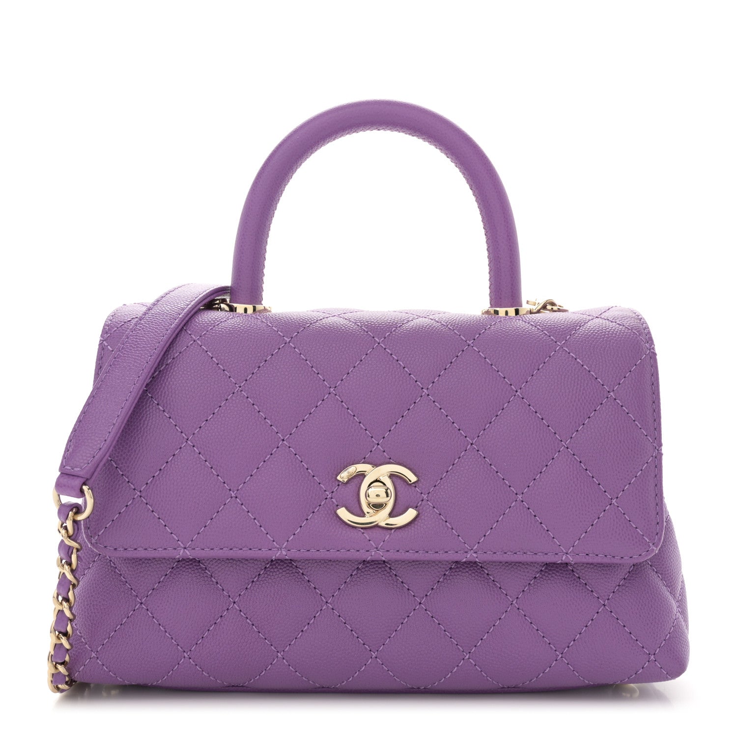 Chanel Caviar Quilted Mini Coco Handle Flap Purple 1 of 10