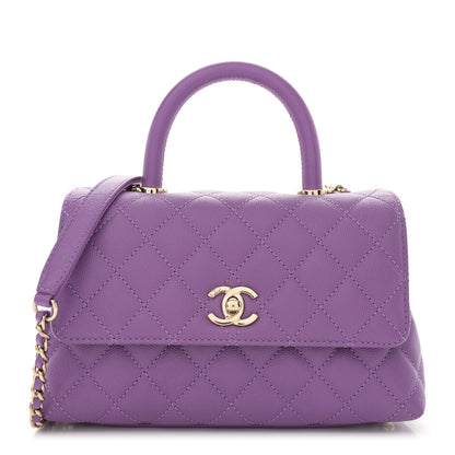 Chanel Caviar Quilted Mini Coco Handle Flap Purple 1 of 10