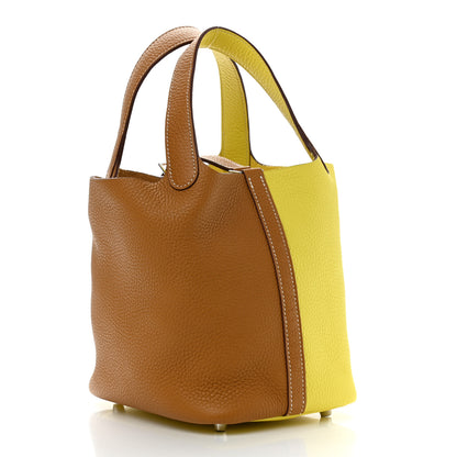 Hermes Taurillon Clemence Casaque Picotin Lock 18 PM Lime Sesame 3 of 9