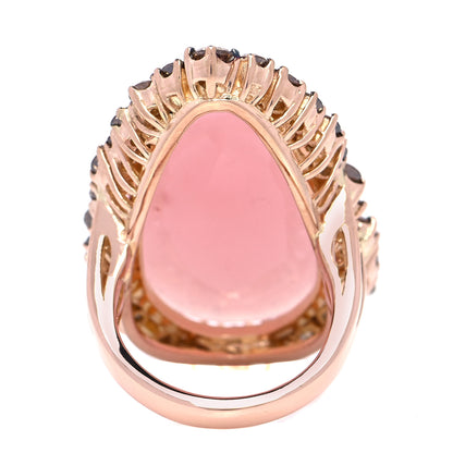 Suzanne Kalan 18K Rose Gold Champagne Diamond Rose Quartz Cocktail Ring 53 6.5 3 of 6