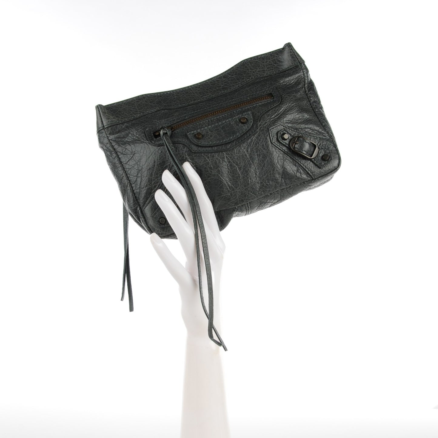 Agneau Classic Hardware Porte Toilette Makeup Clutch Anthracite