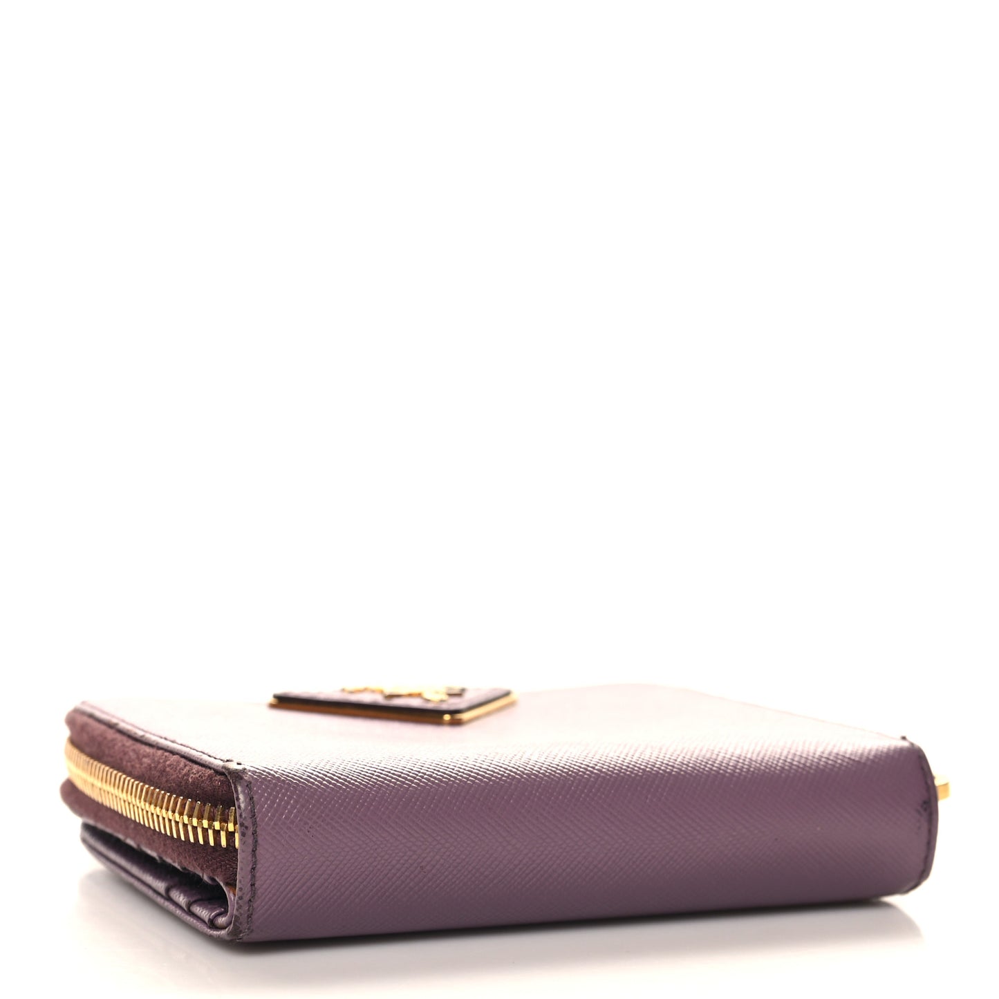 Saffiano Triangle Compact Zip Around Wallet Purple