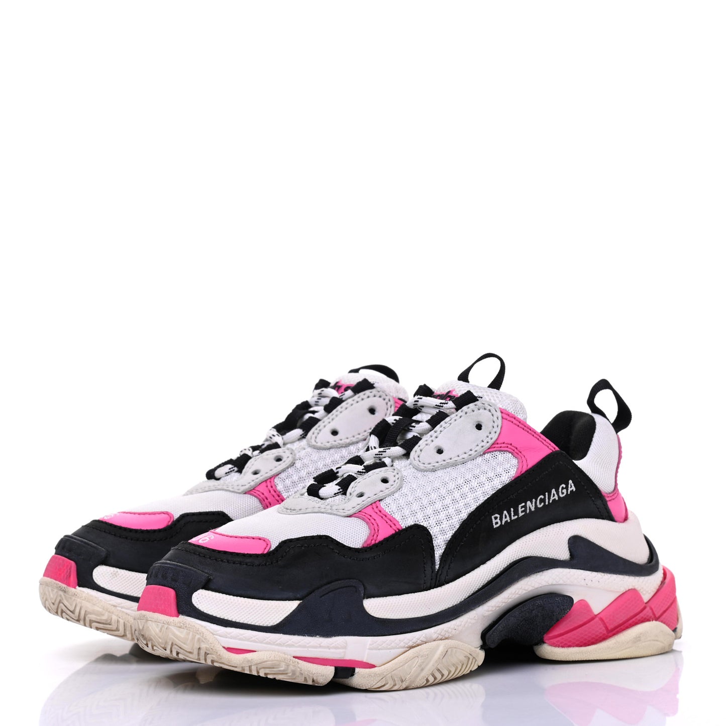 Fabric Mesh Womens Triple S Sneakers 36 Rose Fluo Black White