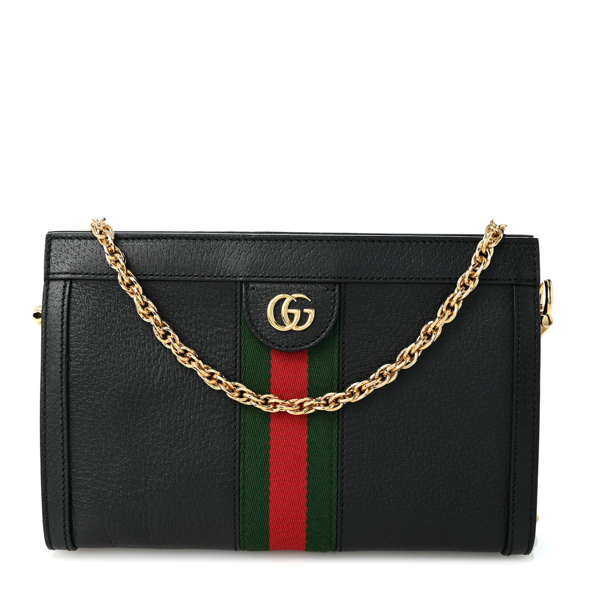 Calfskin GG Web Small Ophidia Chain Shoulder Bag Black