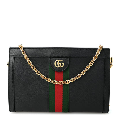 Gucci Calfskin GG Web Small Ophidia Chain Shoulder Bag Black 1 of 10
