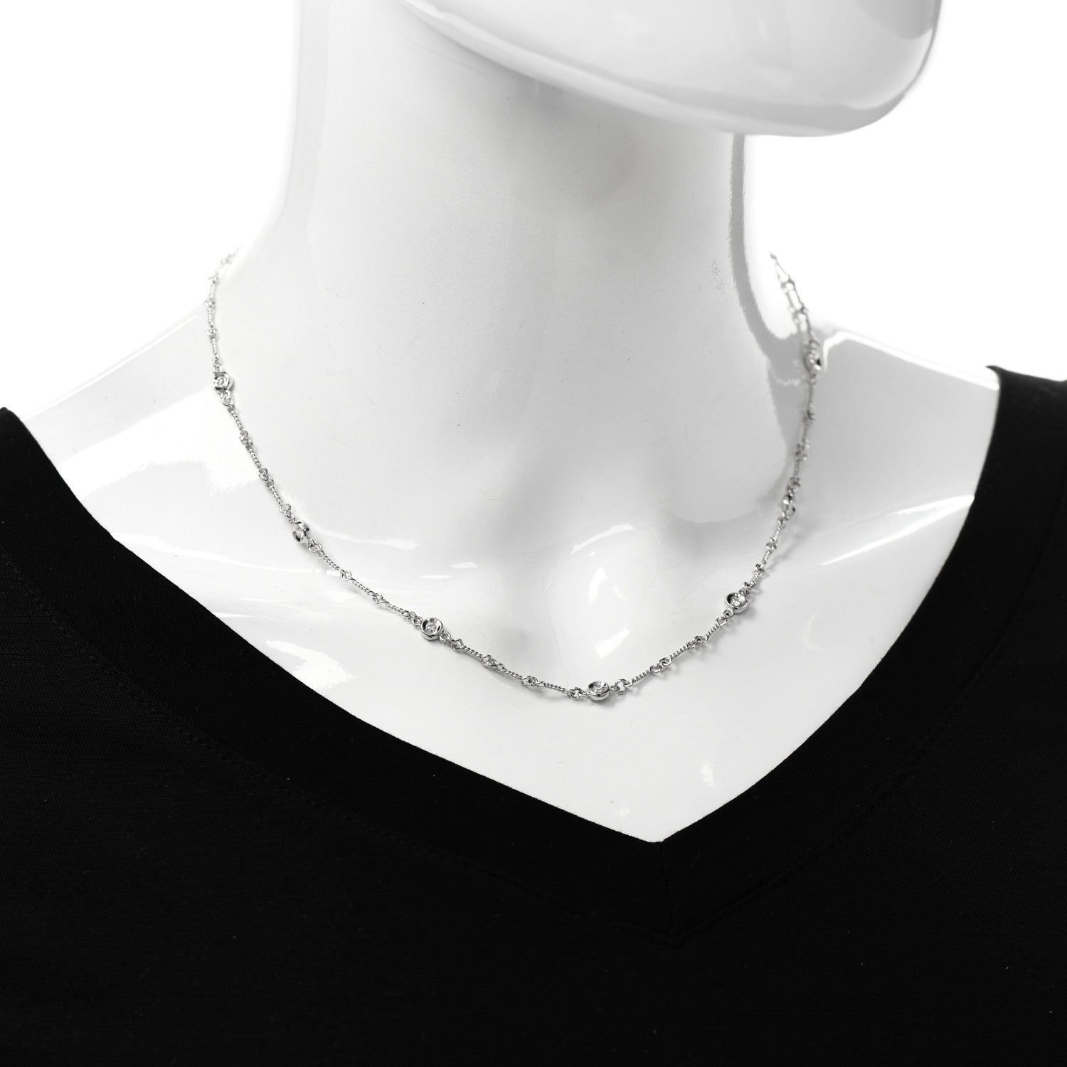 Roberto Coin 18K White Gold Diamond Dog Bone Chain Necklace 2 of 5