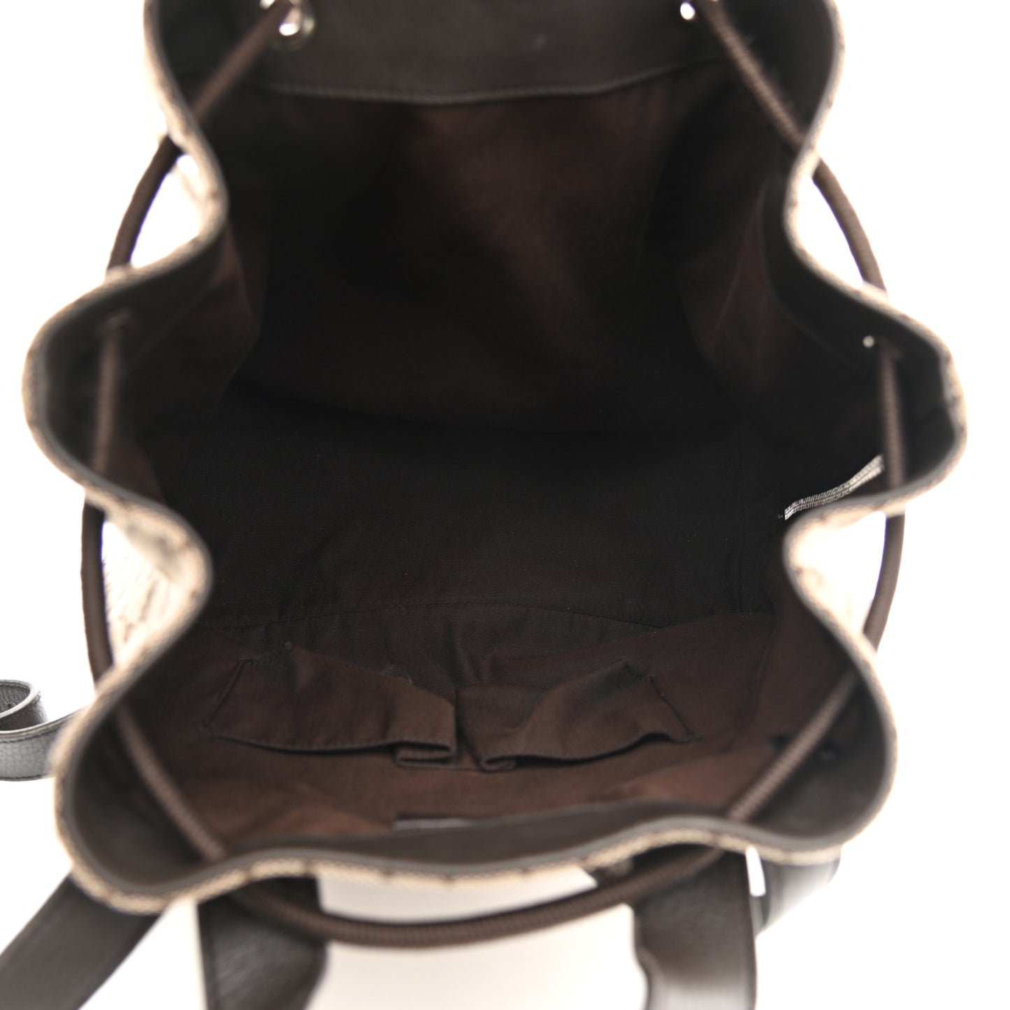 Monogram Dollar Calfskin O Drawstring Backpack Beige Ebony Testa di Moro Dark Chocolate