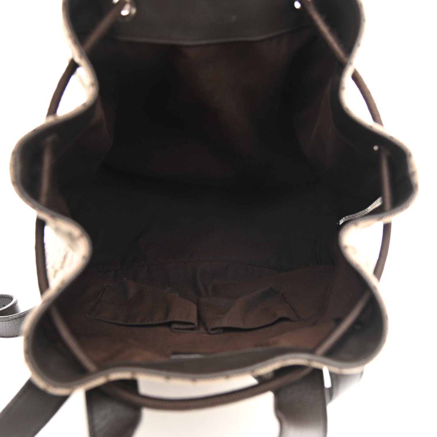 Gucci Monogram Dollar Calfskin O Drawstring Backpack Beige Ebony Testa di Moro Dark Chocolate 5 of 12
