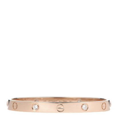 Cartier 18K Pink Gold 4 Diamond LOVE Bracelet 17 3 of 6