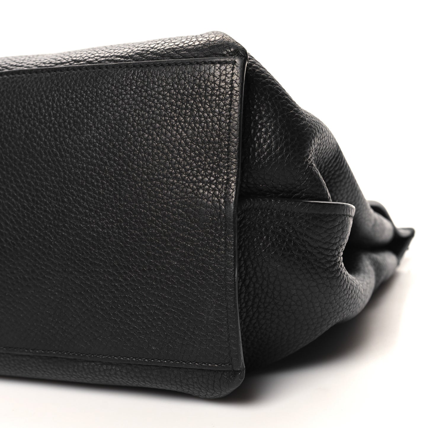 Pebbled Calfskin Large Bamboo Daily Top Handle Bag Black
