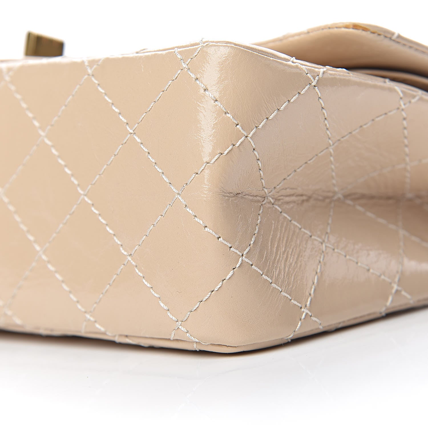 Chanel Patent Distressed Calfskin Quilted 2.55 Reissue 225 Flap Beige 9 of 11