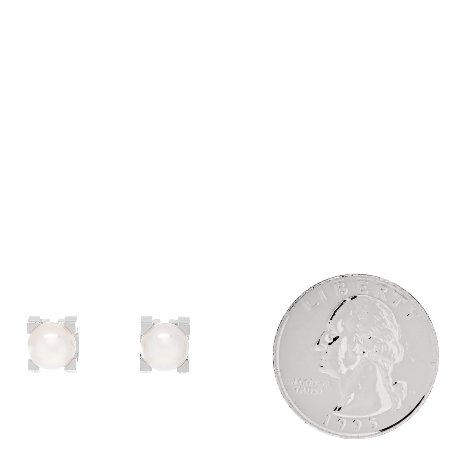 Cartier 18K White Gold Akoya Cultured Pearl C de Cartier Earrings 2 of 5