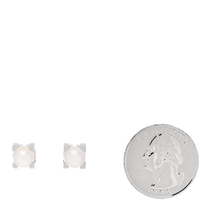 Cartier 18K White Gold Akoya Cultured Pearl C de Cartier Earrings 2 of 5